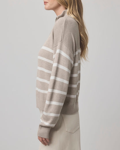 Stripe Quarter Zip Sweater