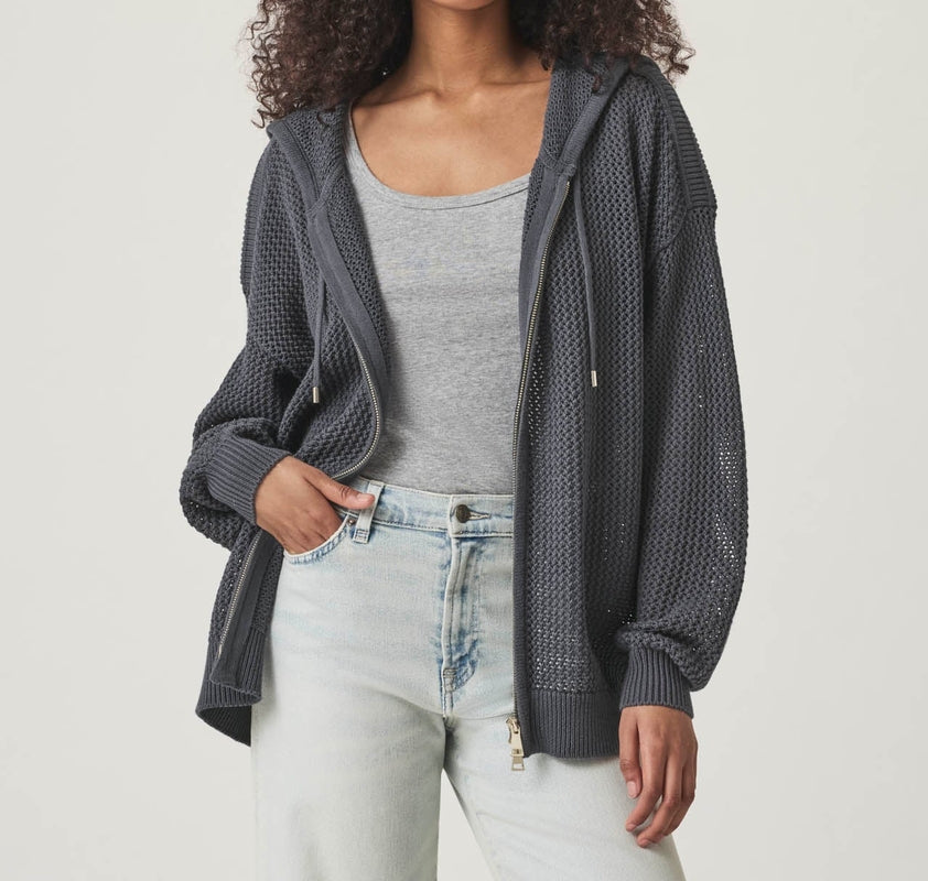 Layered Zip Sweater Hoodie