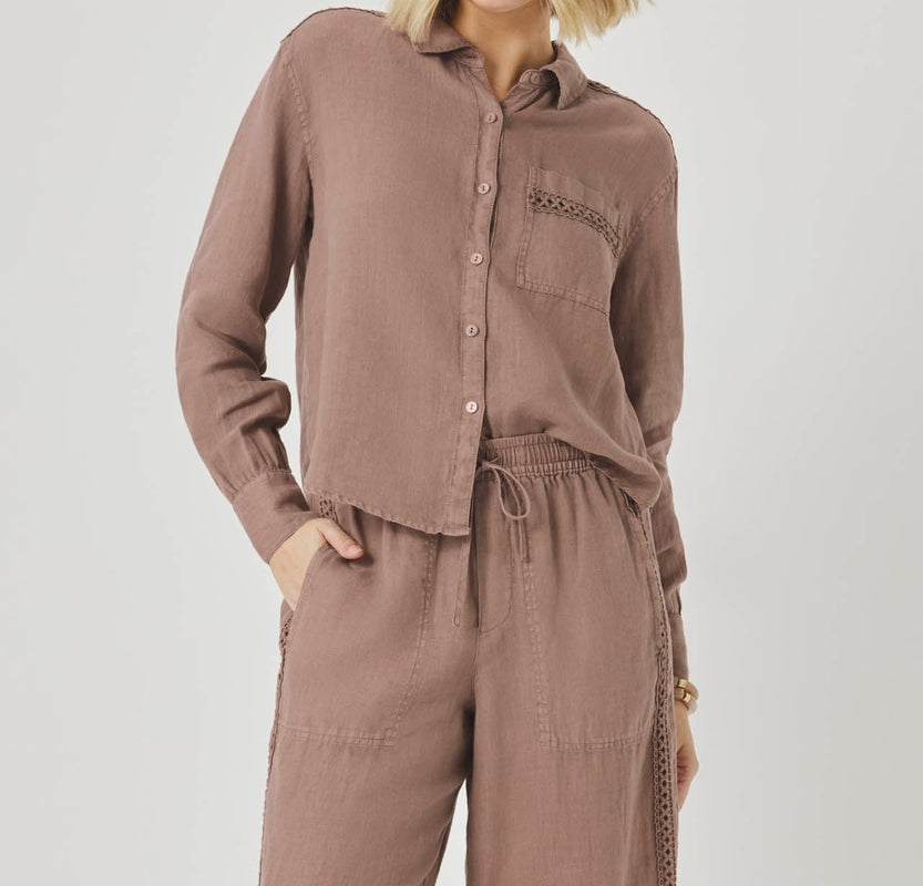 Linen Trim Button Top
