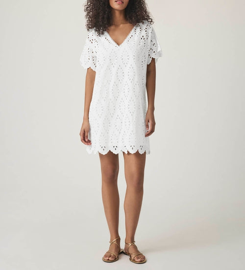 Structured Draped Eyelet Dress