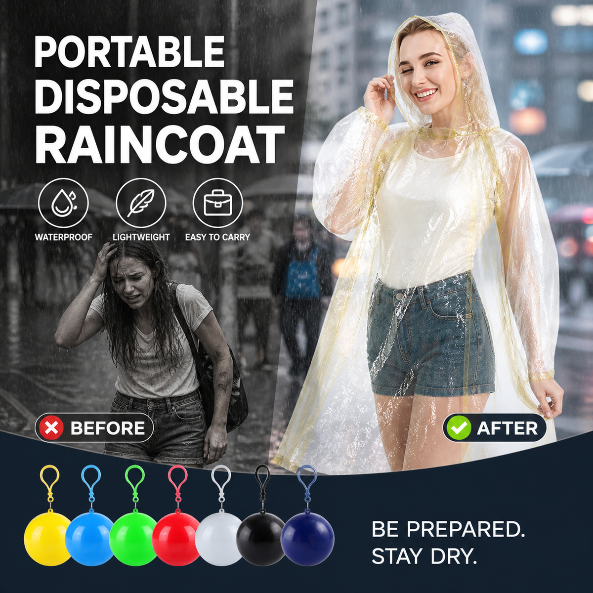 Pocket-Size Disposable Raincoat for Unexpected Showers
