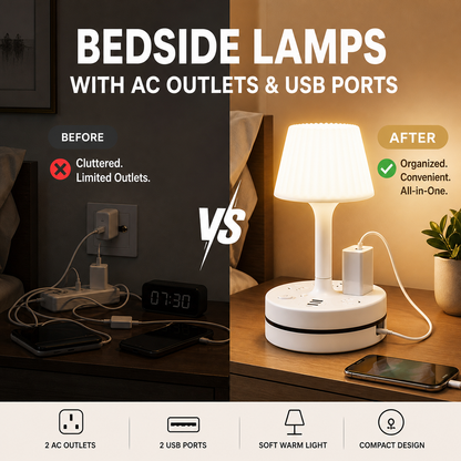 Bedside Lamp with Charging Station – Light Up & Power Up Your Nightstand