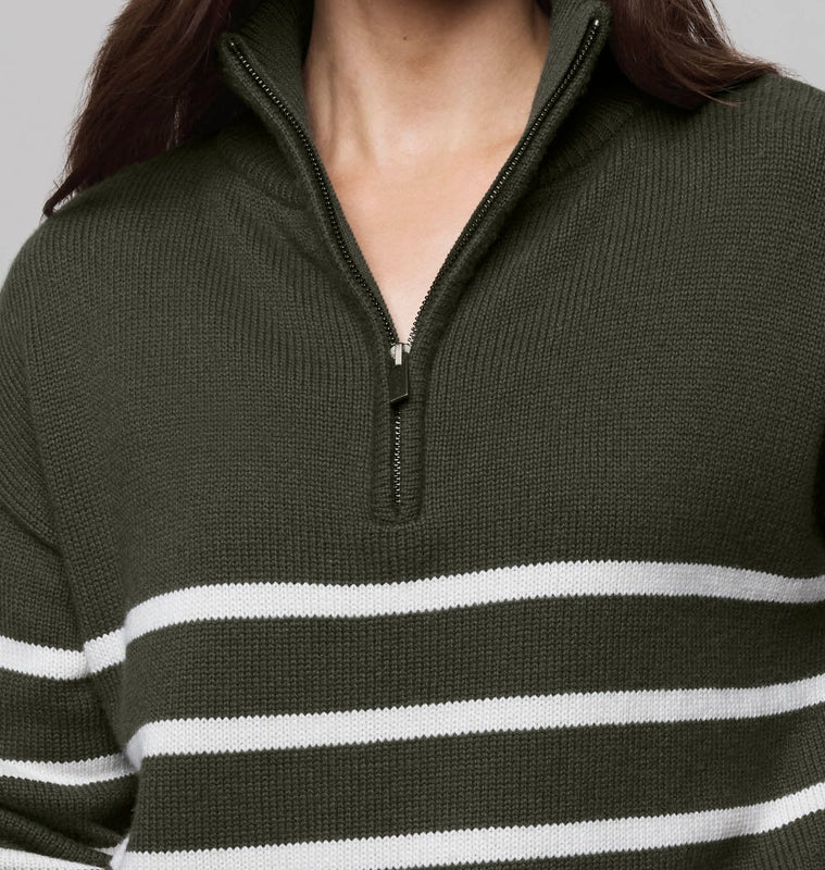 Stripe Quarter Zip Sweater