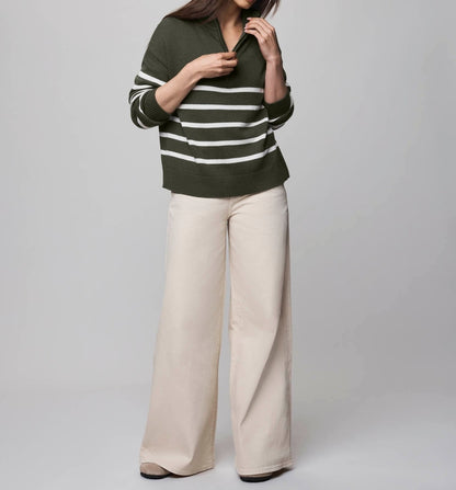 Stripe Quarter Zip Sweater