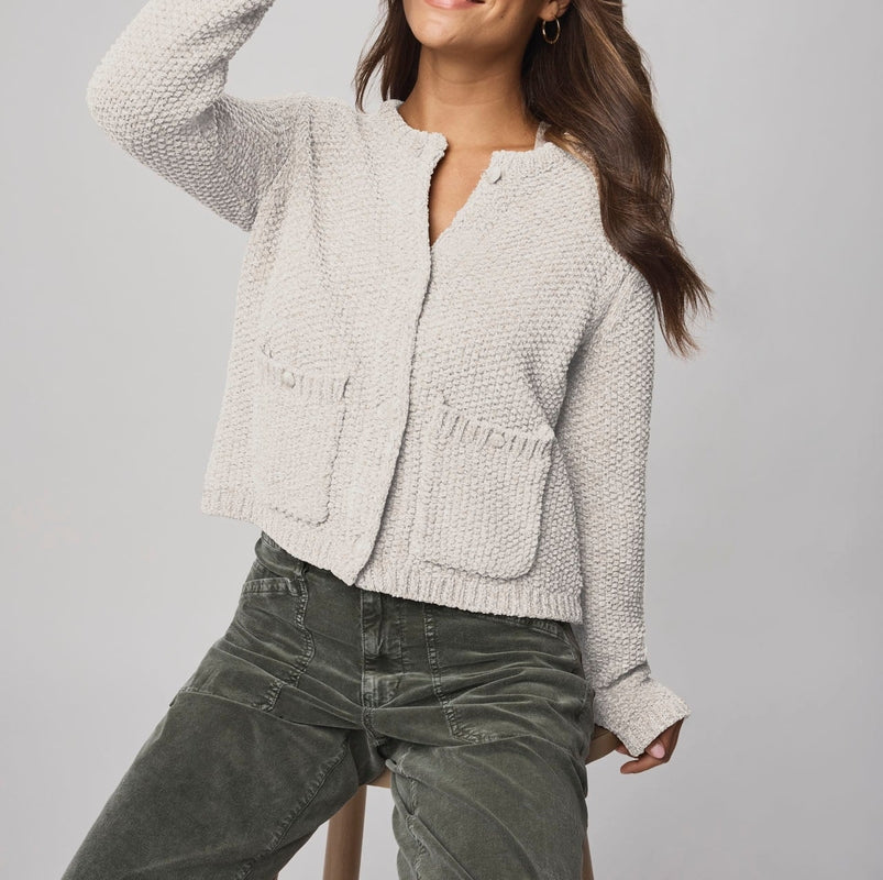 Relaxed Chenille Crop Cardigan