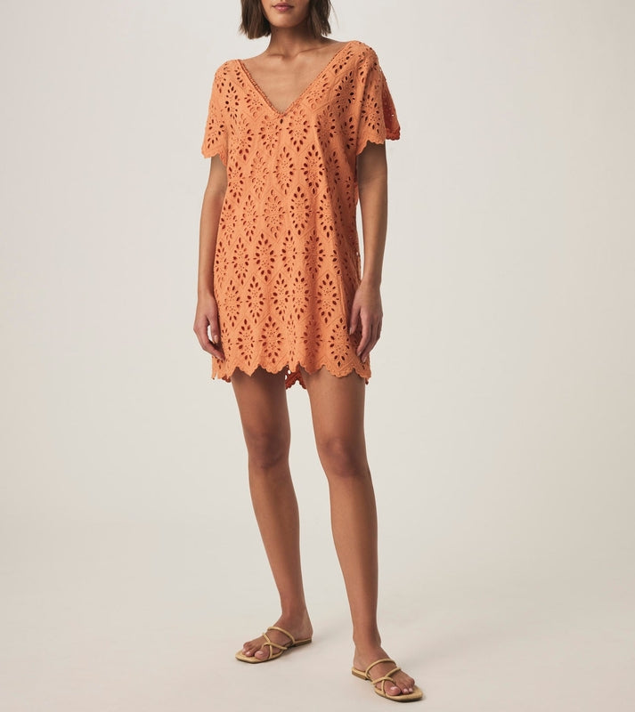 Structured Draped Eyelet Dress