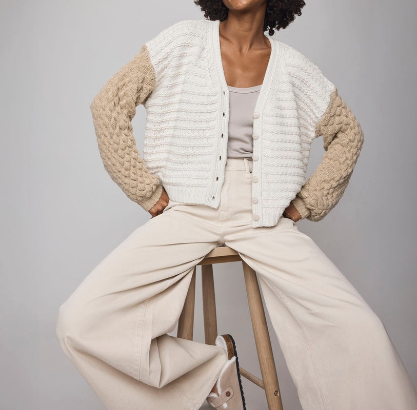 Structured Draped Bobble Cardigan