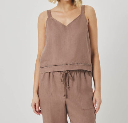 Linen Trim Tank Top