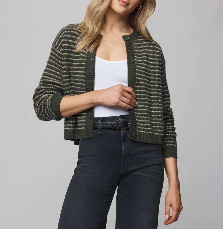Casual Stripe Crop Cardigan