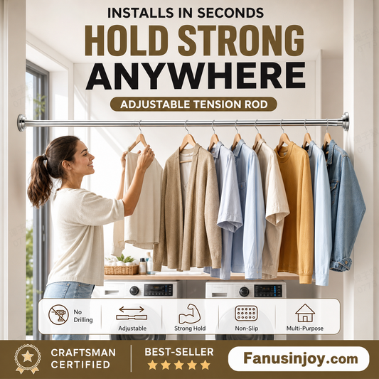 Create storage space anywhere anytime！Adjustable No-Drill Tension Rod