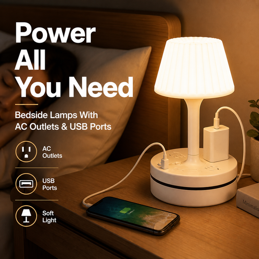 Bedside Lamp with Charging Station – Light Up & Power Up Your Nightstand