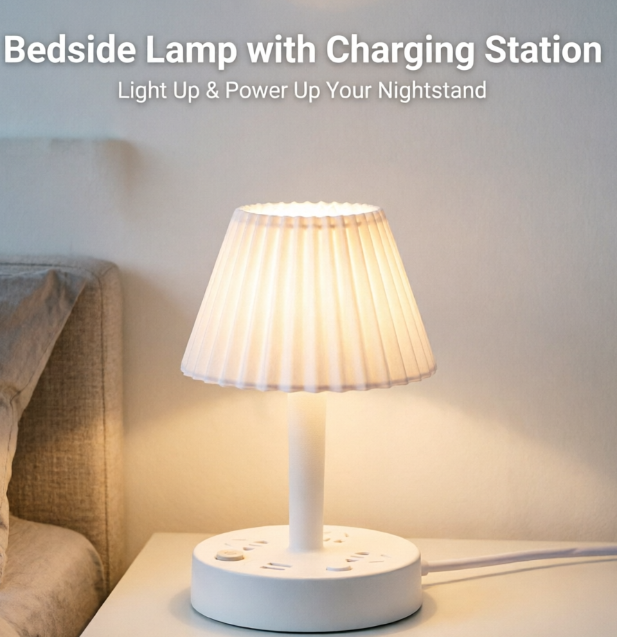 Bedside Lamp with Charging Station – Light Up & Power Up Your Nightstand