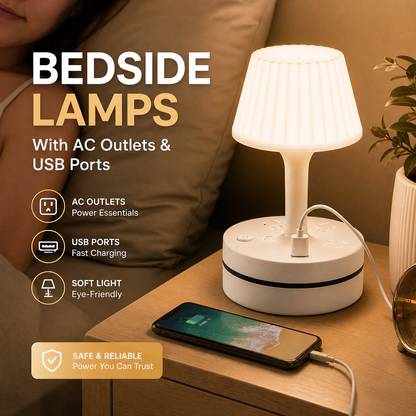 Bedside Lamp with Charging Station – Light Up & Power Up Your Nightstand