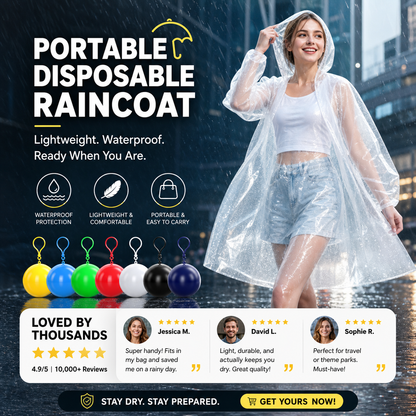Pocket-Size Disposable Raincoat for Unexpected Showers