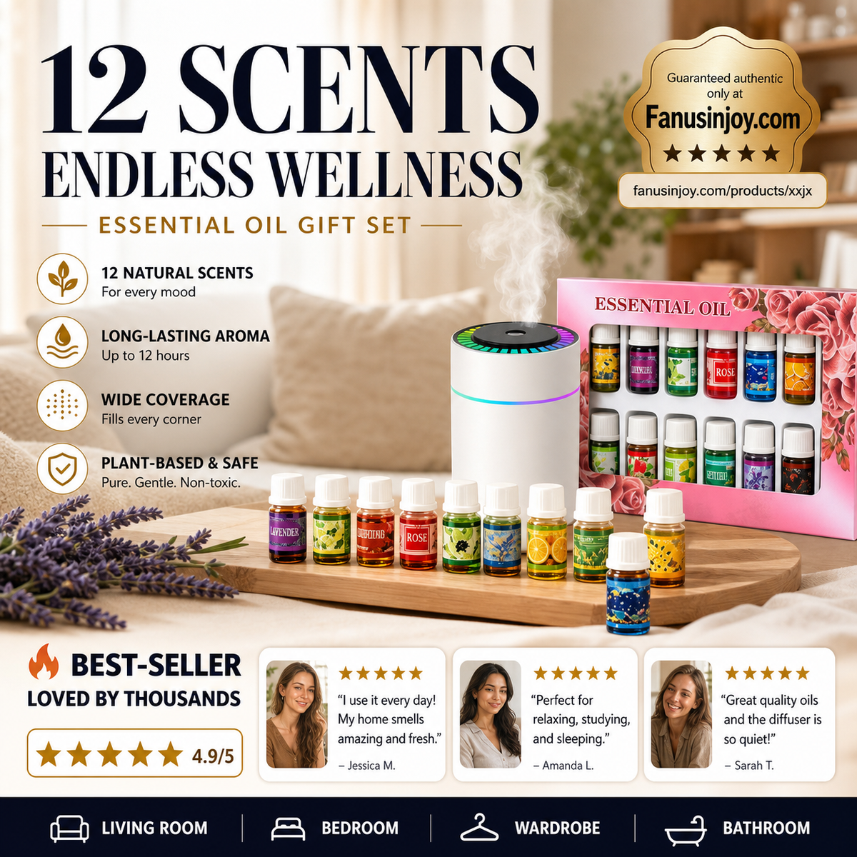 12-Pack Water Soluble Essential Oils Set