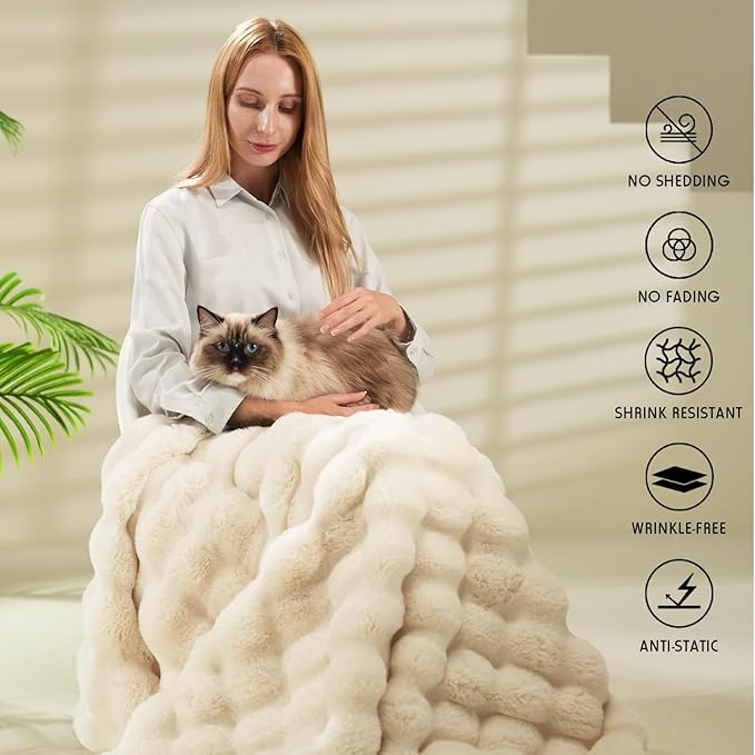 Thickened rabbit plush&milk velvet cover blanket