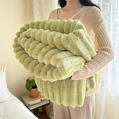 Thickened rabbit plush&milk velvet cover blanket