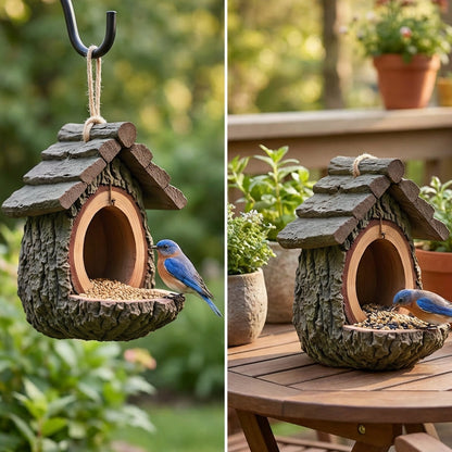 Outdoor Bird Feeder with Realistic Tree Stump Design | Garden Decor & Wildlife Sanctuary in One!