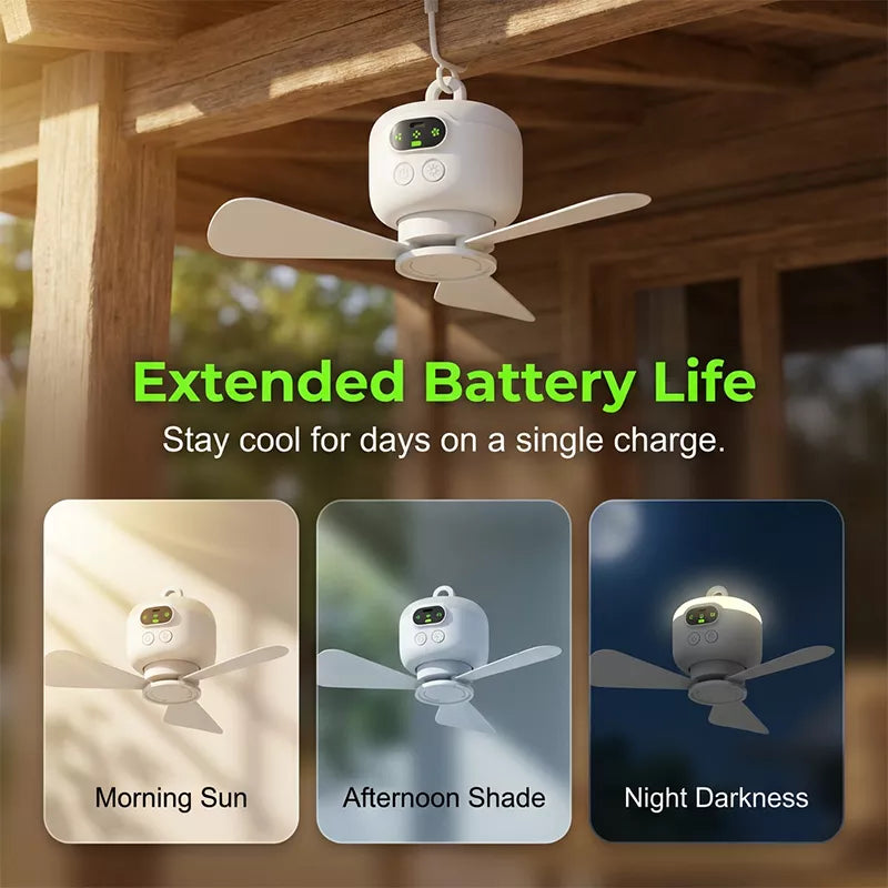Rechargeable Ceiling Fan with LED Light