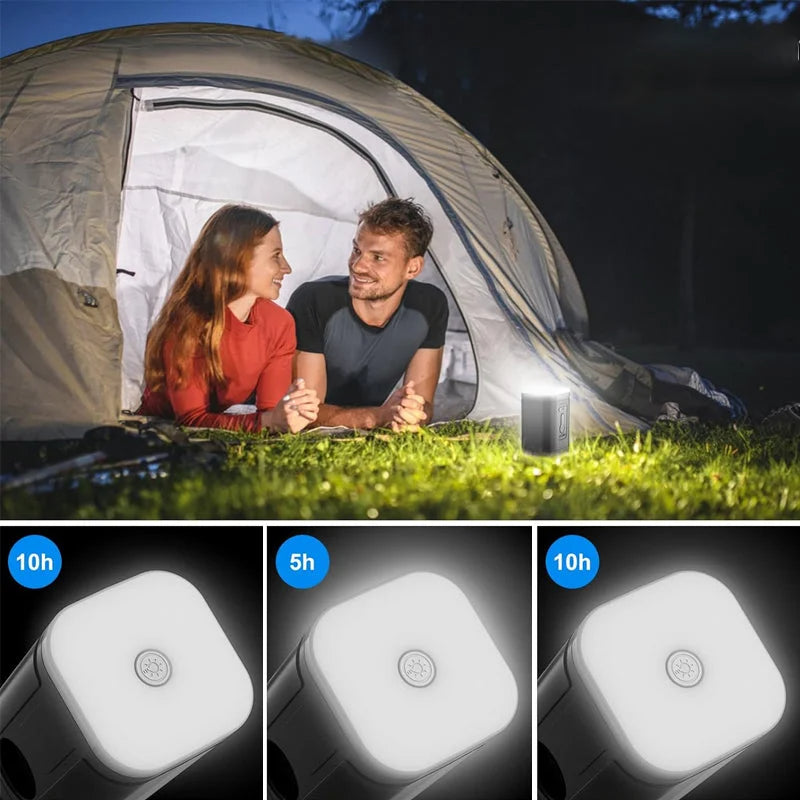 Rechargeable Camping Air Pump – LED Light, Fast Inflation, Compact –