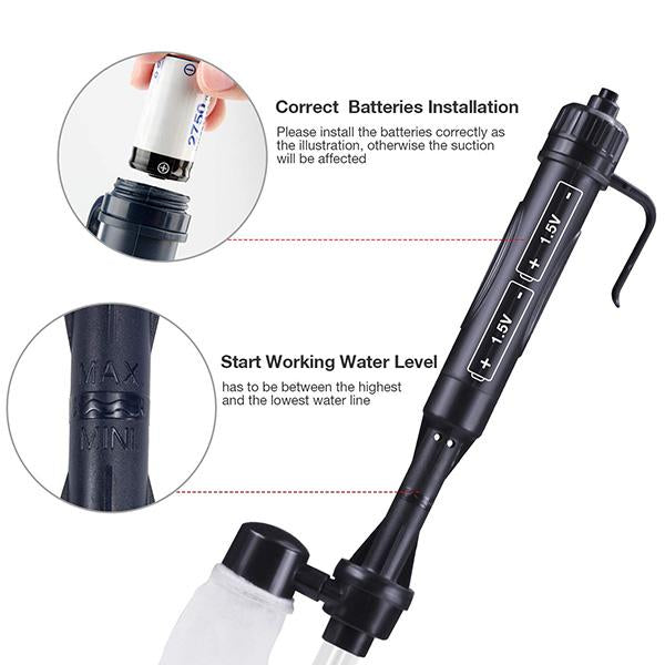 Electric Aquarium Gravel Cleaner—battery-operated, adjustable length, and easy to use—suitable for all aquariums