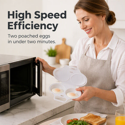Microwave Egg Poacher——Dual‑cavity, non‑stick & easy clean. Healthier than frying – stock up & save!