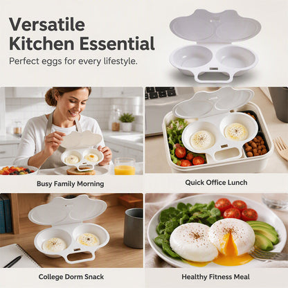 Microwave Egg Poacher——Dual‑cavity, non‑stick & easy clean. Healthier than frying – stock up & save!
