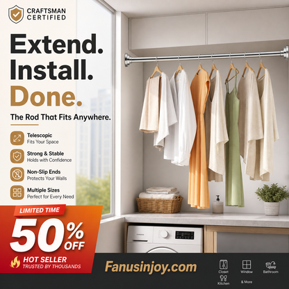 Create storage space anywhere anytime！Adjustable No-Drill Tension Rod